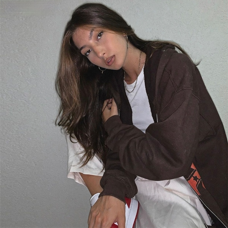Oversized Graphic Zipper Hoodie