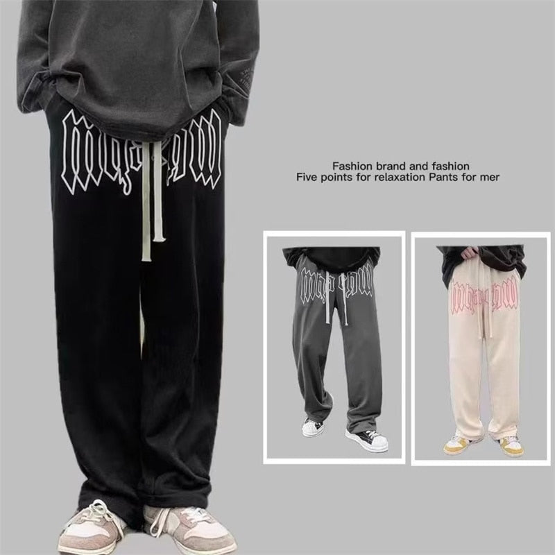Letter Print Straight Pants