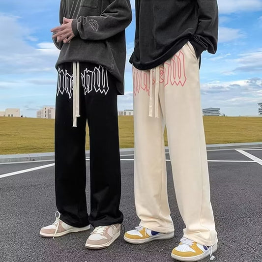 Letter Print Straight Pants