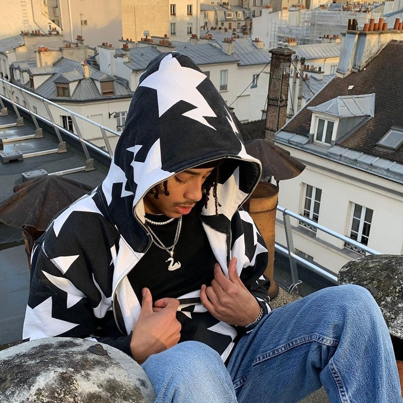 Zip Up Star Hoodie, Y2K - Tisso Clothing