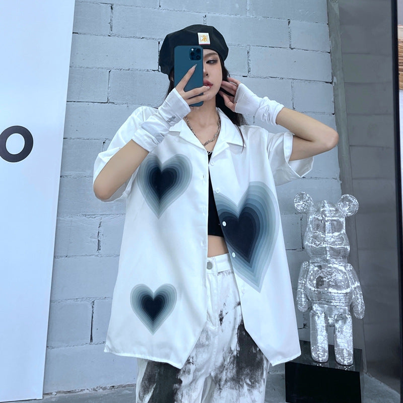Heart Printed Loose Shirt