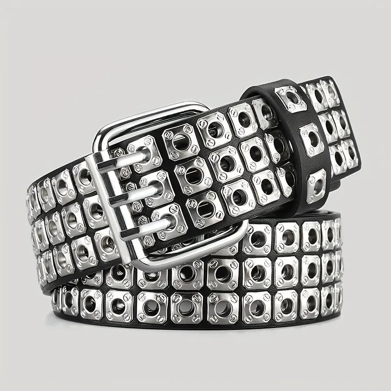 Double Row Needle Buckle Chain Belt