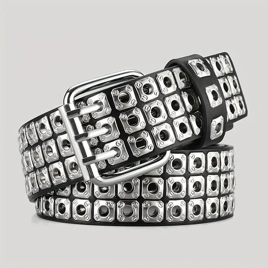 Double Row Needle Buckle Chain Belt