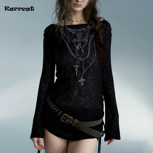 Longsleeve Black Grunge Top