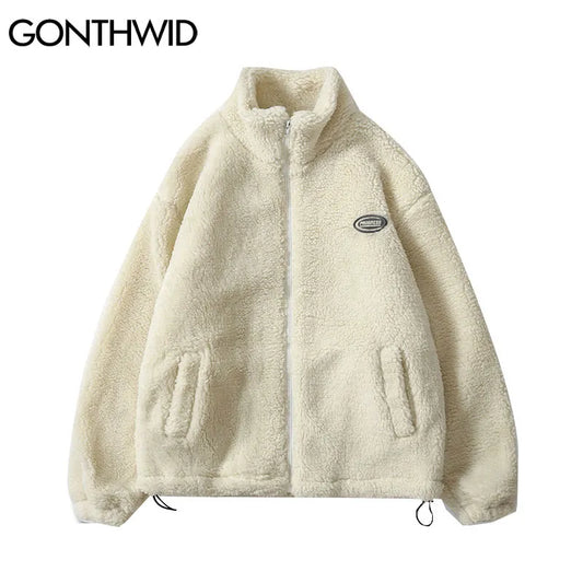 Minimalist Solid Colour Fleece Jacket
