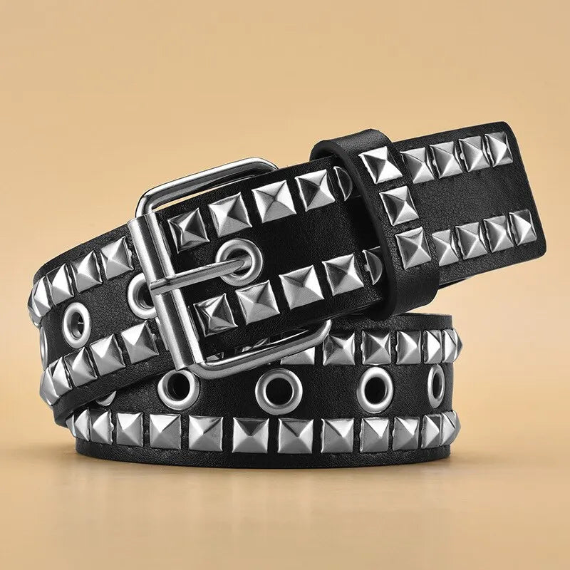 Metal Pyramid PU Leather Belt