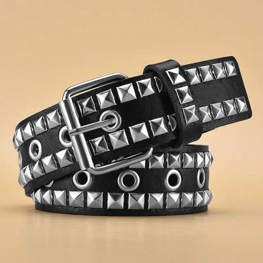 Metal Pyramid PU Leather Belt