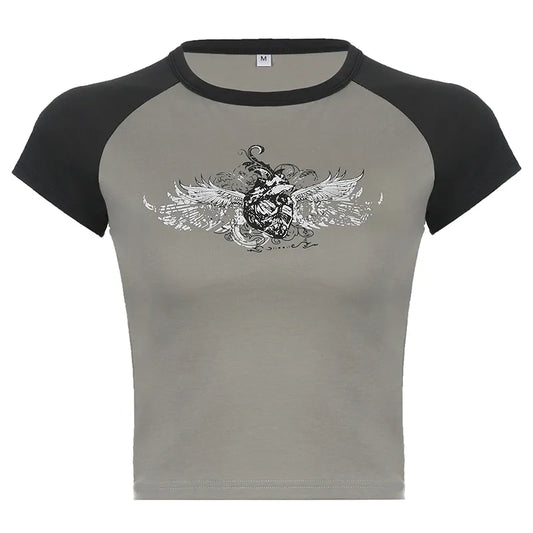 Goth Print Cropped Top
