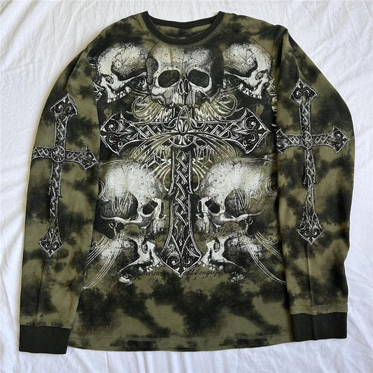 Grunge Longsleeve Army Print Tee
