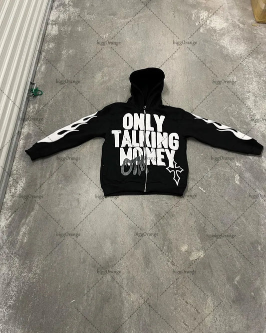 Flames Graphic Zipper Hoodie