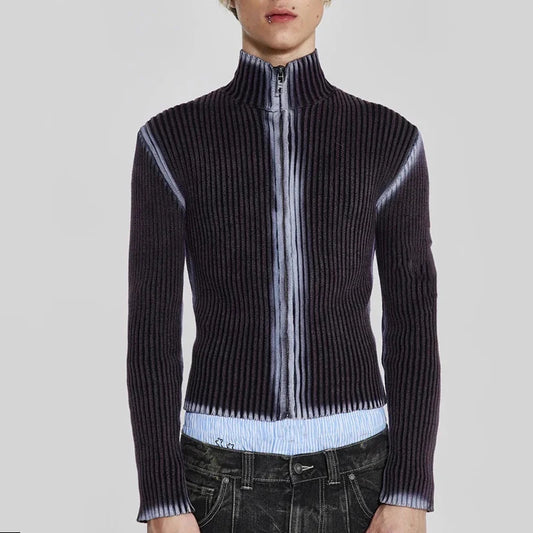 Turtle Neck Ombre Zipper Knit
