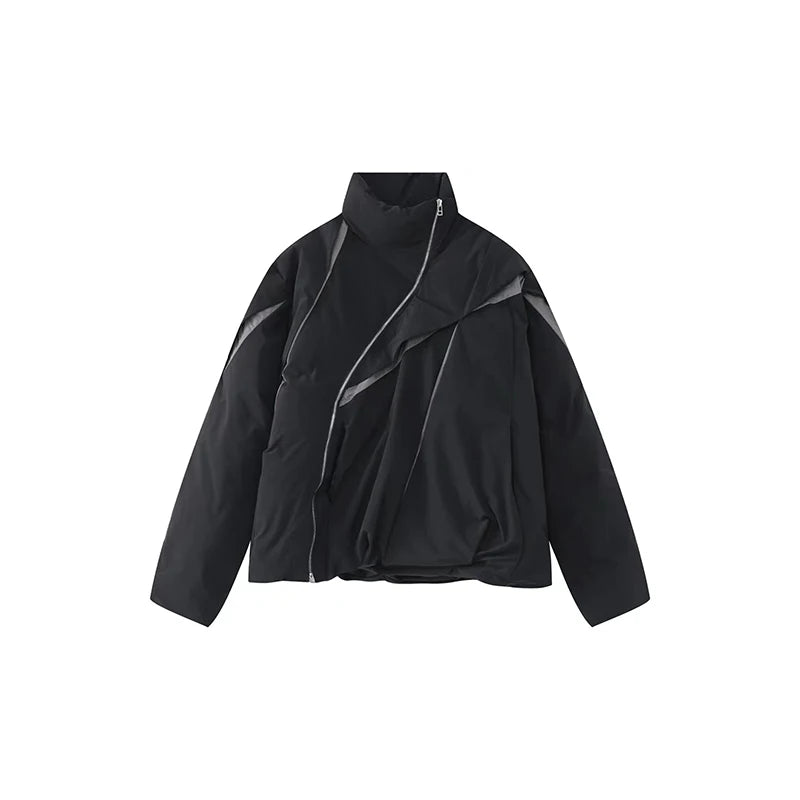 Asymmetrical Contrast Puffer Jacket