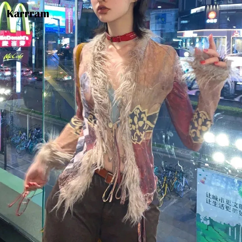 Japanese Mesh Fur Blazer Jacket