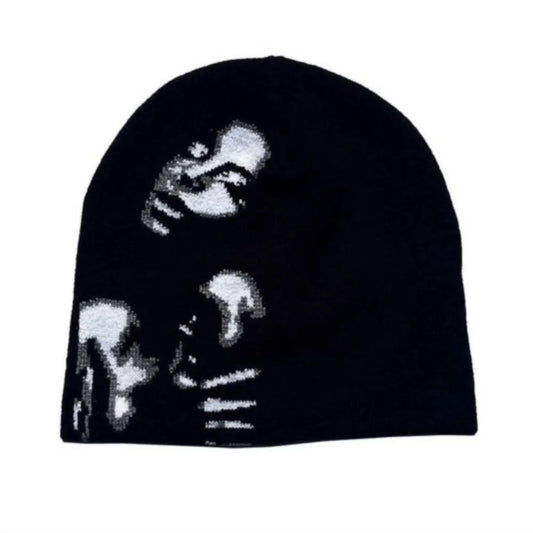 Abstract Print Black Beanie