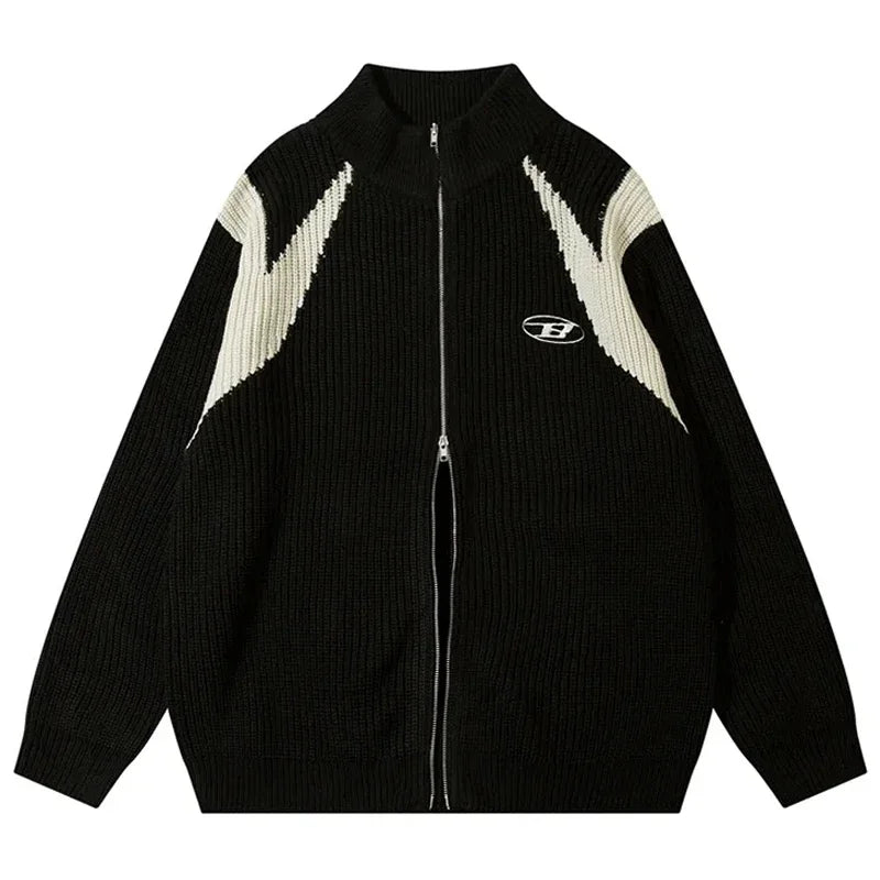 Retro Zip Up Cardigan Knit