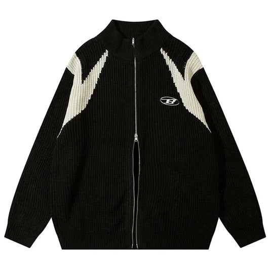 Retro Zip Up Cardigan Knit