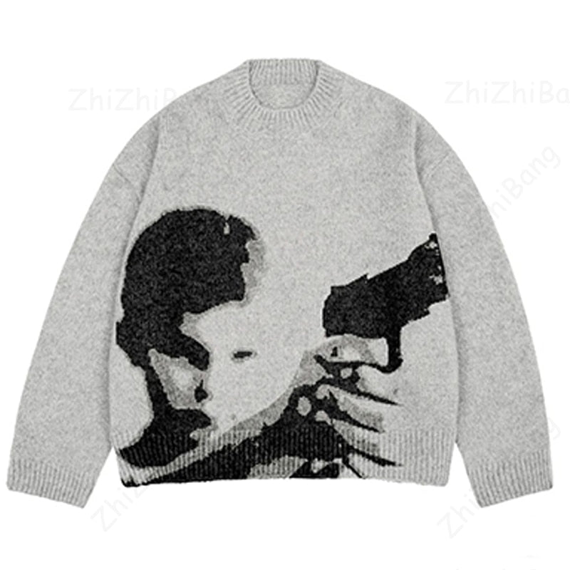 Japanese Print Knit Sweater - Tisso Clothing