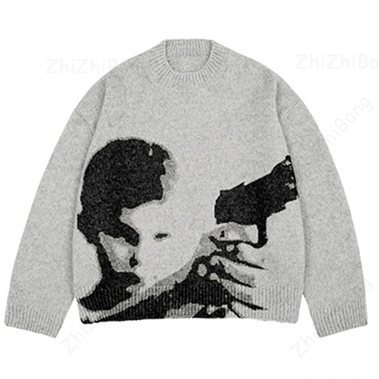 Japanese Print Knit Sweater - Tisso Clothing