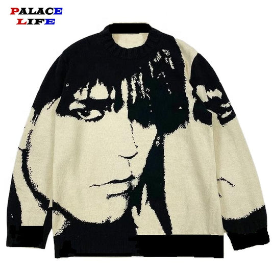 Japanese Style Portrait Knit Sweater - Tisso Clothing