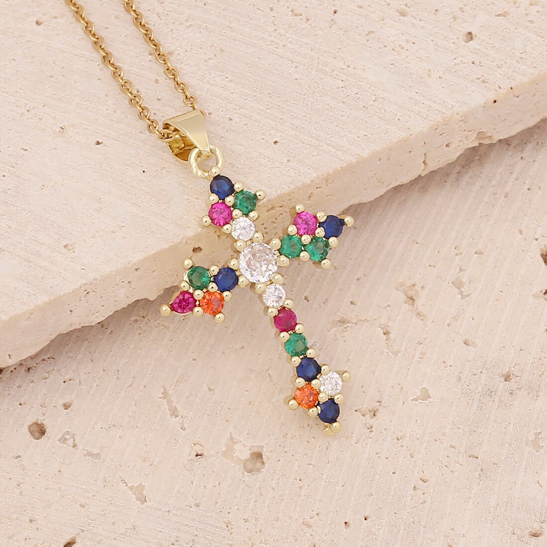 Gold and Silver Plated Cross Pendant Necklace