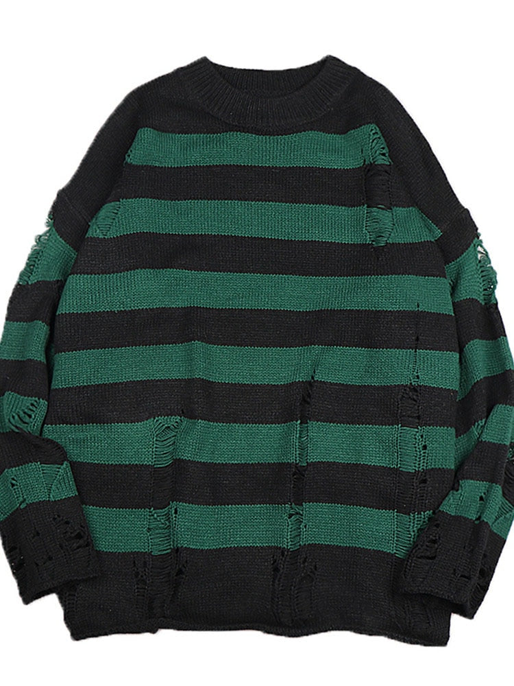 Women's Striped Sweater Y2K, Grunge - Tisso Clothing
