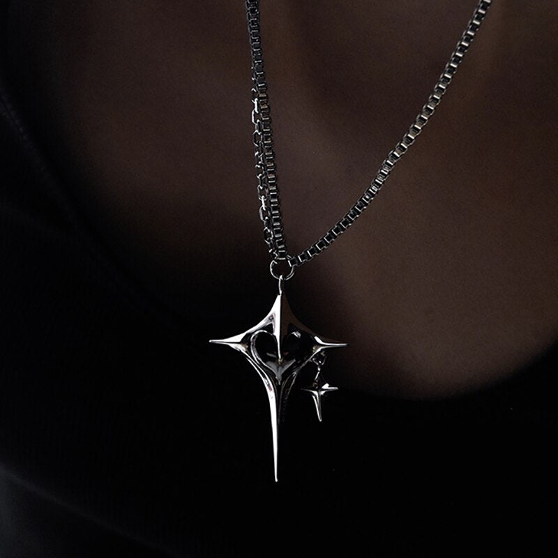 Big Cross-Star Pendent Necklace and Earrings
