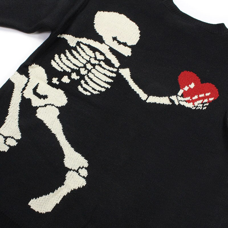 Knitted Skeleton Graphic Sweater
