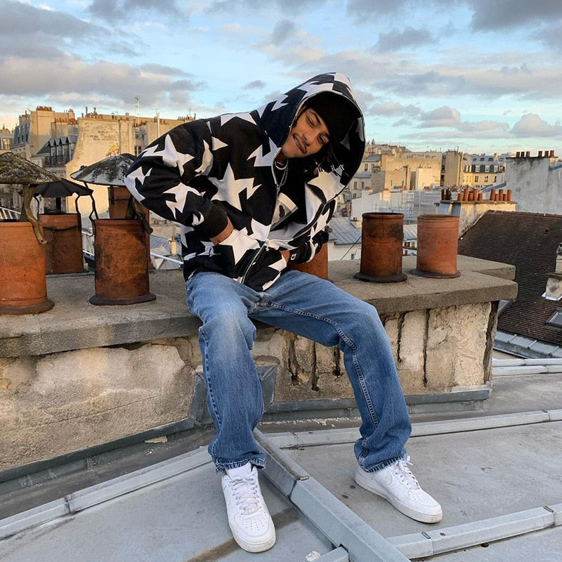 Zip Up Star Hoodie, Y2K - Tisso Clothing